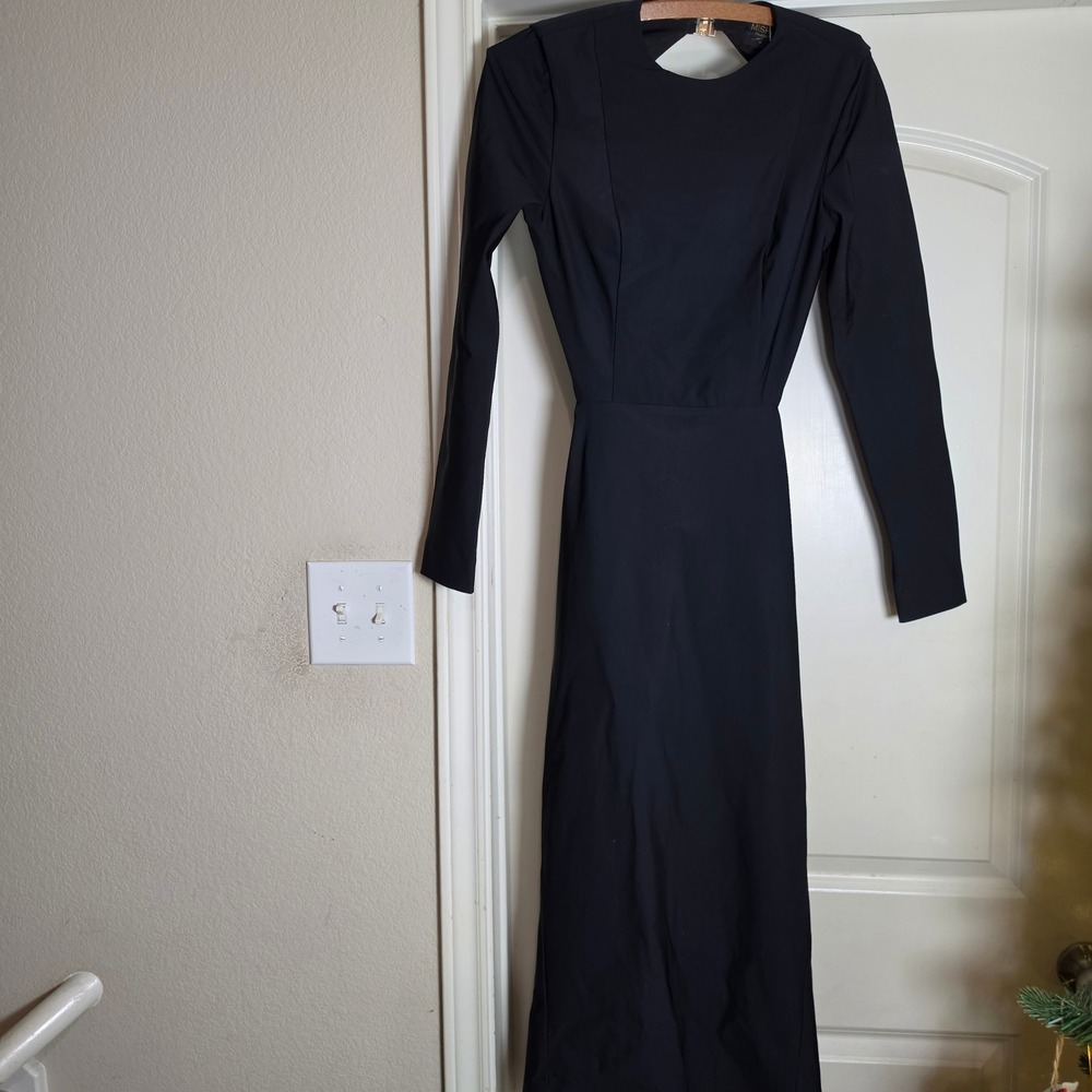 Nordstrom Demetria‎ Ebony Black Boat Neck Open Back Maxi Dress NWT Nordstrom M
